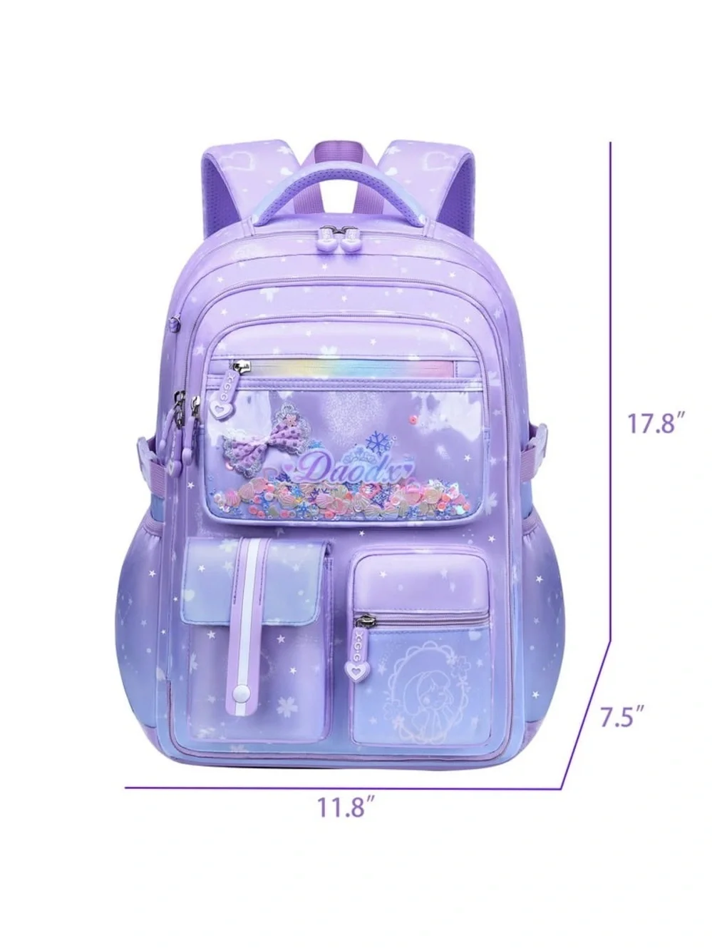 Kids' Purple Sparkle Backpack - Cute School Bag W